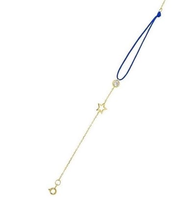 HÕBE –Juno Armband – 18 Karaat Goud Verguld Sterling Zilver – Gerecycled Zilver– Rhodium  Plated - Zijden Draad – Bracelet– Handgemaakte Sieraad – Accessories – Dames armband – Zirconia