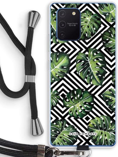 Case Company® - Hoesje met koord geschikt voor Samsung Galaxy Note 10 Lite hoesje met Koord - Geometrische jungle - Telefoonhoesje met Zwart Koord - Bescherming aan alle Kanten en Over de Schermrand
