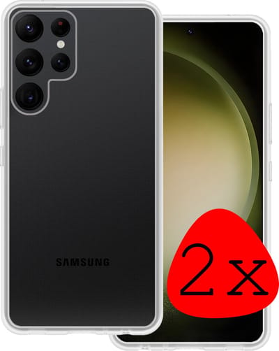 Hoesje 2 Stuks - Geschikt voor Samsung Galaxy S23 Ultra - Sterk & Shockproof - Case Siliconen - Back Cover - Telefoon Hoes - Transparant