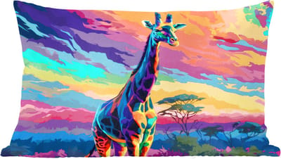 Sierkussens - Kussentjes Woonkamer - 60x40 cm - Giraffe - Savanna - Lucht - Gekleurd
