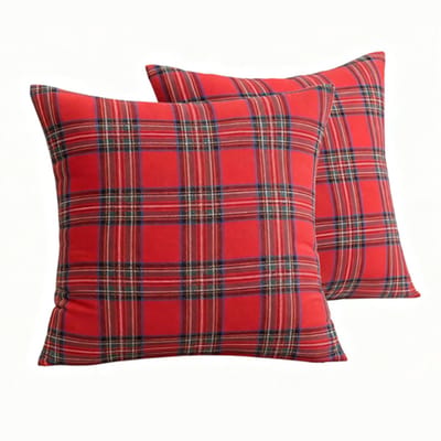 Kussenslopen - Decoratieve Sierkussenhoezen - Schotse Kussenhoezen - 18x18 inch 45x45cm - Set van 2 - Verborgen Rits - Perfect voor Bank - Slaapkamer - Woonkamer - Kerst - Kerstversiering - Feestdecoratie