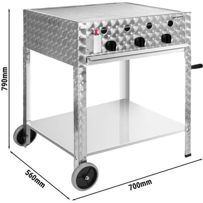 GGM Gastro Gasgrill - 10 kW - 3 Brenner - inkl. mobilem Untergestell, Grillrost & Blech