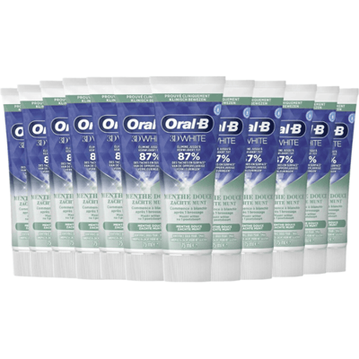 Oral-B 3D White Soft Mint tandpasta, wittere tanden, zachte munt, 75 ml x 12