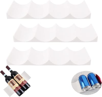 Praktische wijnrek voor koelkast - 3-delige stapelbare plastic wijnfleshouder met antislip, ideaal voor tafel, voorraadkast en bierflessen, wit