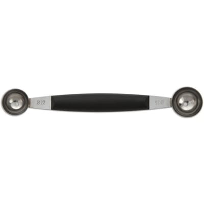 Fruitvormer - Roestvrij staal - Dubbel mes - 2,2 cm en 2,5 cm - Handvat van polypropyleen - Zwart