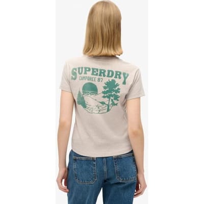 Superdry Lo-fi Outdoor T-shirt met Aansluitende Pasvorm Beige Grootte: 44