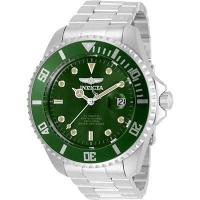 Invicta Pro Diver 35719 Heren Horloge - Automatisch Uurwerk - Roestvrij Staal met groene Wijzerplaat - 47mm
