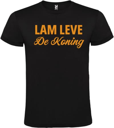 Koningsdag T-shirt Zwart- Maat S -Lam leve de Koning - Feestelijke Oranje Stijl