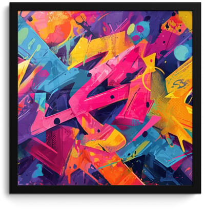 Poster in lijst - Fotolijst 40x40 cm - Posters - Abstract - Vormen - Kleurrijk - Posterlijst zwart - Decoratie - Wanddecoratie woonkamer - Muurdecoratie slaapkamer