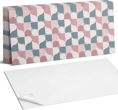 Coloray Plaktegels - Abstract geometrisch patroon Wandtegel Zelfklevend - 60 cm x 30 cm - Roze Plaktegels - 6 stuks - Rechthoek PVC Tegels - Plaktegels Keuken - Zelfklevende Vloertegels Badkamer - Vinyltegels Vloer Zelfklevend - Portugese Tegels