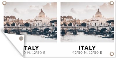 Schuttingposter Italië - Brug - Rivier - 200x100 cm - Tuindoek