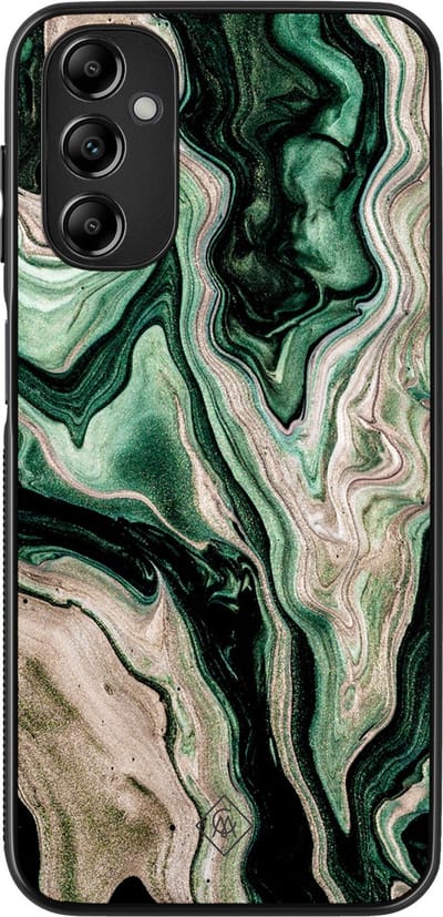 Casimoda® hoesje - Geschikt voor Samsung Galaxy A14 5G - Groen marmer / Marble - Zwart TPU Backcover - Marmer - Groen