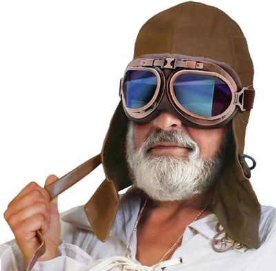 Funny fashion - Verkleedkleren - volwassen - bruin - piloten pet - carnaval