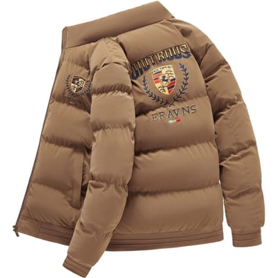 Nieuwe Winterstijl Heren High-end Geborduurd Standkraag Katoenen Jas voor Jongeren Verdikt Warm en Modieus Katoenen Jas 6XL brown