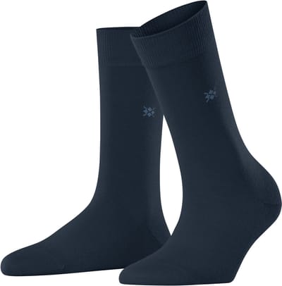 Burlington Bloomsbury eenkleurig katoen wol sokken dames blauw - maat 36-41