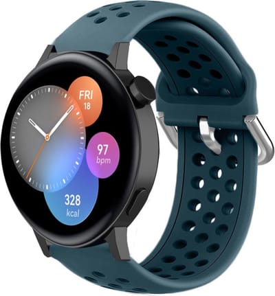 Siliconen sport bandje met gaatjes - Geschikt voor Huawei Watch GT 3 42mm / Huawei Watch GT 3 Pro 43mm / Huawei Watch GT 2 42mm / Huawei Watch GT - 42mm bandje - Sport bandje - Rock Green