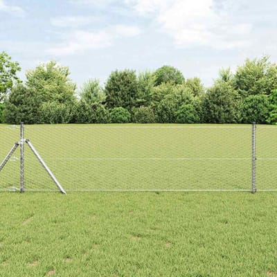 vidaXL - zeshoekig - gaashek - met - grondbevestiging - 10 - x - 0,6 - m - zilver - Mesh