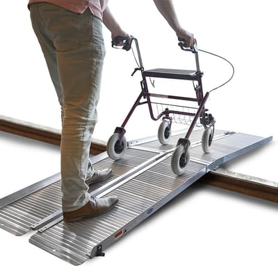 Datona® - Lange, aluminium oprijplaat drempelhulp opvouwbaar - 240 cm rijgoot rijplaat