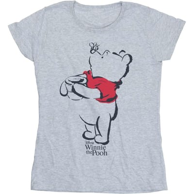 Disney Dames/Dames Winnie De Poeh Tekening Katoenen T-Shirt (Sportgrijs)