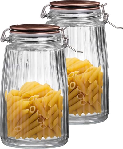 Urban Living Weckpot/inmaakpot - 2x - 1,8L - glas - beugelsluiting - koperen deksel