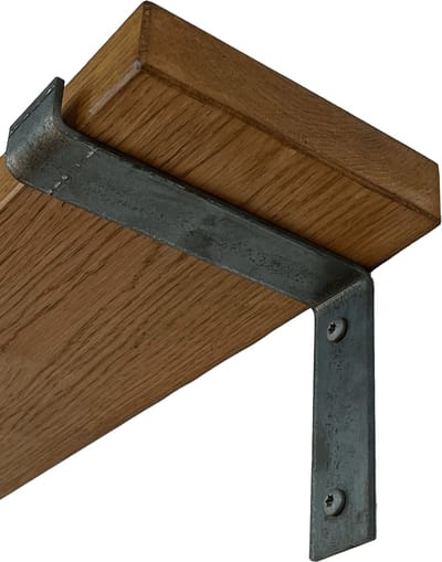 GoudmetHout® Wandplank Industrieel - 180 x 15 cm Muurplank - Donker Eiken Hout - Decoratie Wandrek & Boekenrek - Hangplank Keuken - Wall Shelf + 2 Plankdragers van Ruw Staal