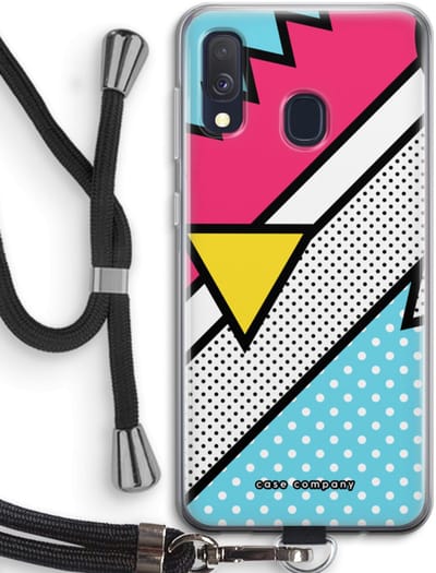 Case Company® - Hoesje met koord geschikt voor Samsung Galaxy A40 hoesje met Koord - Pop Art #3 - Telefoonhoesje met Zwart Koord - Bescherming aan alle Kanten en Over de Schermrand
