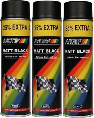Motip Lak Mat Zwart 500 ml - mat zwart - 3 Stuks