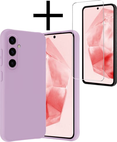 Hoesje - Met Screenprotector - Geschikt voor Samsung Galaxy A35 - Sterk & Shockproof - Back Cover - Siliconen Case - Telefoon Hoes - Lila