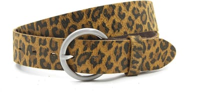 Dames riem cognac/bruin/zwart luipaard print - 4 cm breed - Leer - Jeans riem - Fashion statement - Maat 95