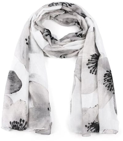 Sunset Fashion Sjaal Bloem Glitter zwart wit 180x90cm
