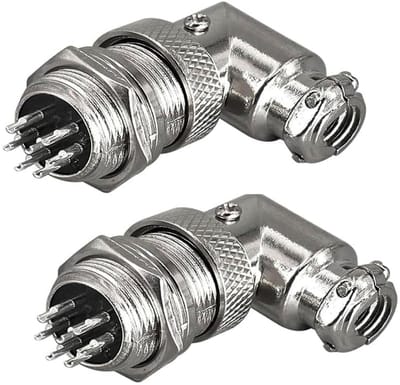 Metalen en - Runcci-yun Gx16 7Pin 90 Graden Aviation Connector