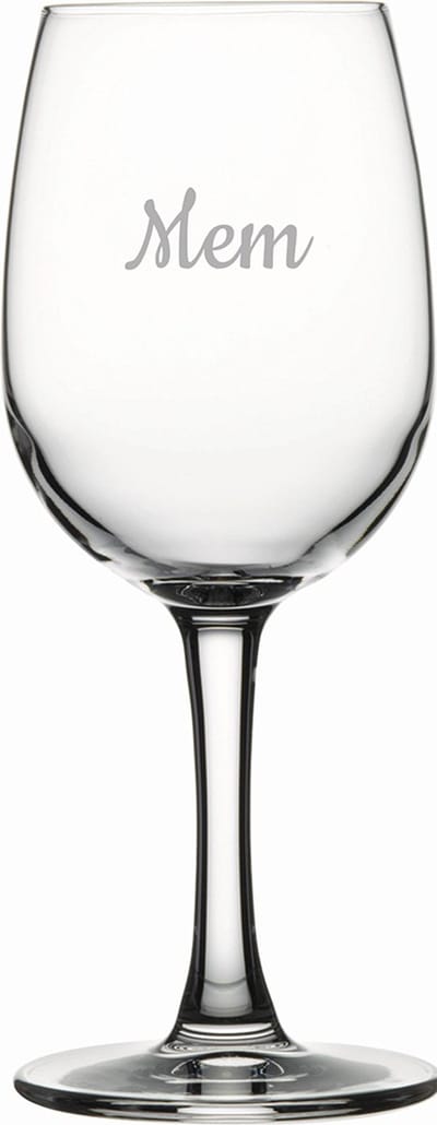 Gegraveerde witte wijnglas 26cl Mem