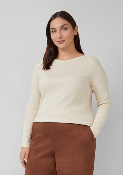 s.Oliver - female - Slim fit shirt met boothals en elastische jerseystof