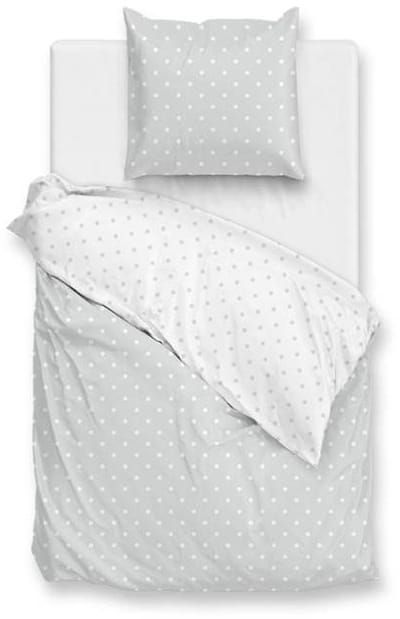 Zohome Dekbedovertrek Punta Di Cotone - Grijs - Eenpersoons - Dekbedhoes van 100% Katoen - Punten - 140x220 + 1 sloop 60/70 cm