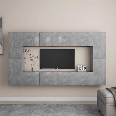 vidaXL - 8-delige - Tv-meubelset - bewerkt - hout - betongrijs