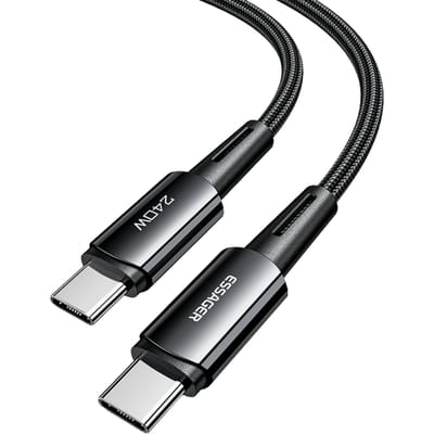 Essager 240W USB-C naar USB-C Ultraspeed Oplaad + Datakabel Zwart 1m