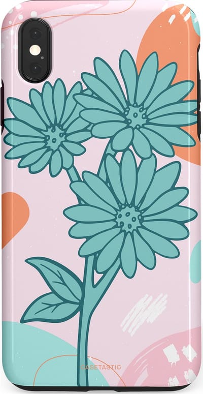 Casetastic hoesje geschikt voor Apple iPhone XS Max - Dubbellaagse bescherming - Roze Oranje Bloemen - Fashion Case - Wit Mintgroen Lichtroze Lichtblauw