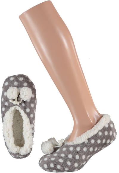 Apollo Ballerina sloffen/pantoffels stippen - kinderen - grijs/wit - maat 31-33
