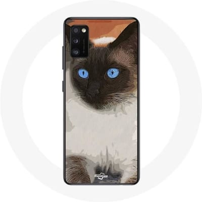 Samsung Galaxy A41 hoesje Siamese Kat Zwart-wit Blauwe Ogen