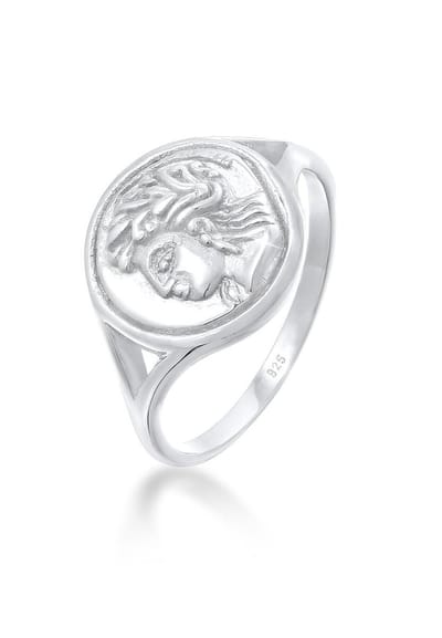 Elli - Ring - Dames zegelring Munt Vintage Look Trend Blogger in 925 Sterling Zilver - Dames