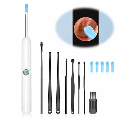 Oorsmeer Verwijderaar - Oorreiniger met Camera - Otoscoop Camera 1080P HD - Wifi Oorcamera - Oor Reinigingsset - 6 LED - Voor iOS en Android - Wit