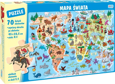 Puzzle Mapa świata 70 elementów