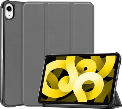 Hoes - Geschikt voor Apple iPad Air 5 (2022) - 10.9 inch - 5e Generatie - M1 - Dun & Stevig - Trifold Bookcase - Hard Cover - Hardcover Book Case - Tablet Hoesje - Grijs