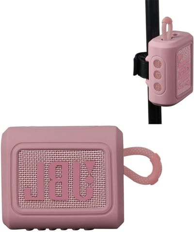 Siliconen hoes voor waterdichte draagbare Bluetooth speaker, geschikt voor JBL GO 4 en GO 3, roze kleur
