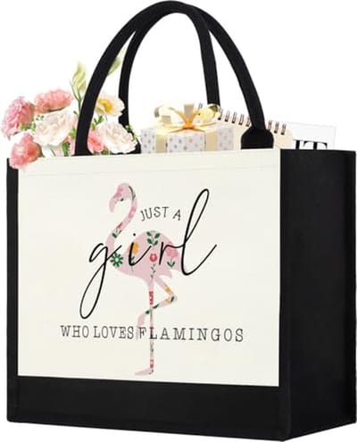 Canvas draagtas - Strandtas boodschappentas - Dagelijkse boodschappen - Unieke flamingo print - 315 x 315 cm - Multicolor