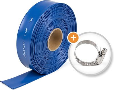 Rubbermagazijn - Platte tuinslang met slangklem - Binnendiameter 25mm - Rollengte 20 meter