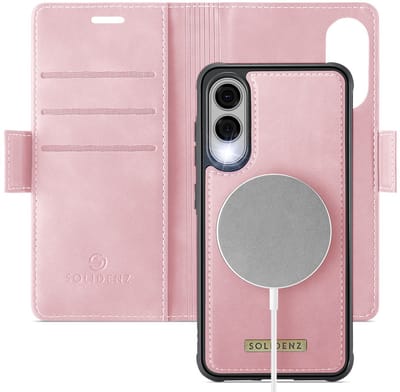 Solidenz Luxe 2-in-1 Wallet Hoesje geschikt voor Samsung Galaxy S25 Edge - Geschikt voor MagSafe Hoes - Afneembare Case - Roze