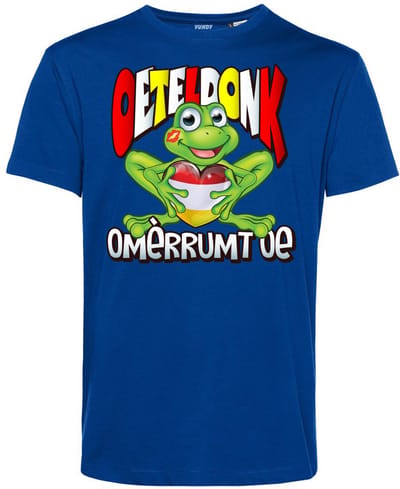 T-shirt kind Oeteldonk Omèrrumt Oe | Carnavalskleding kinderen | Carnaval Kostuum | Foute Party | Blauw | maat 68