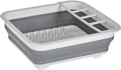 Opvouwbare Afvoer - Dekschaal Keuken - Afwassen Drogen - Hoge Kwaliteit - 38 x 29 cm - Wit Grijs