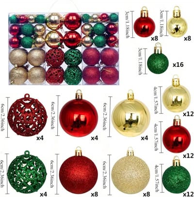 Livano Kerstballen - Kerstversiering - Plastic - Goud+Rood+Groen - Kerstballenset - 100 stuks